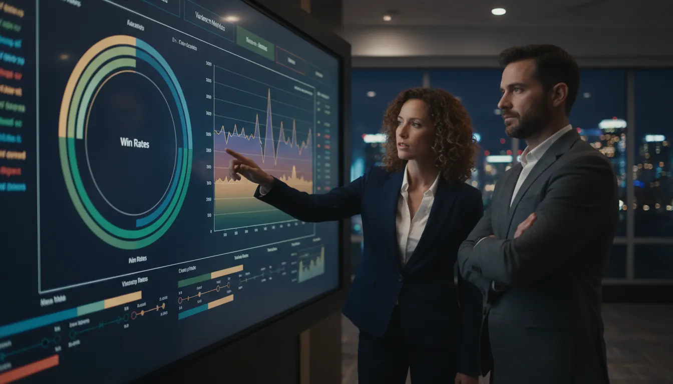 Casino operator financial dashboard showing win rates and variance metrics
